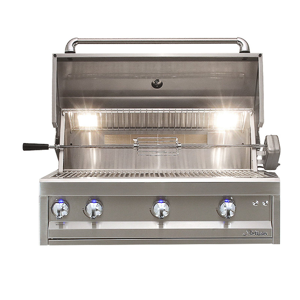Artisan Professional 36-Inch Natural Gas Built-In Gill w/ Rotisserie and Lights - ARTP-36-NG