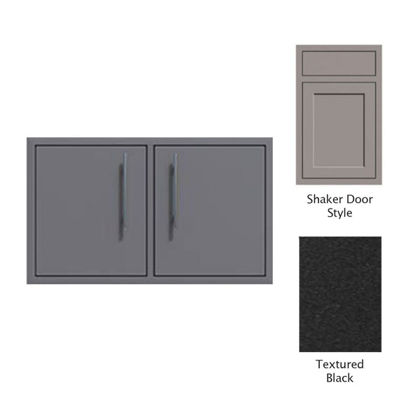 Canyon Series Shaker Style 32"w by 18"h Under-Grill Double Door Enclosure In Textured Black - CAN018-F01-Shaker-TexturedBlack