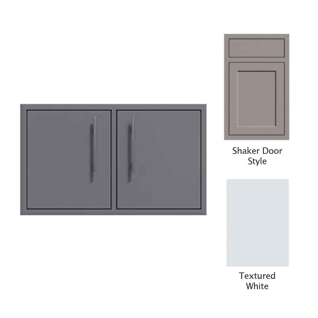 Canyon Series Shaker Style 32"w by 18"h Under-Grill Double Door Enclosure In Textured White - CAN018-F01-Shaker-TexturedWhite