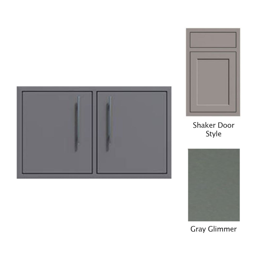 Canyon Series Shaker Style 32"w by 18"h Under-Grill Double Door Enclosure In Grey Glimmer - CAN018-F01-Shaker-TexturedGreyGlimmer