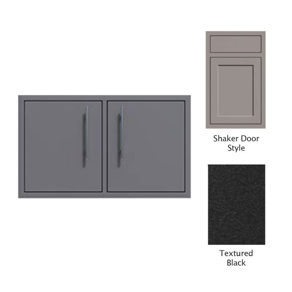 Canyon Series Shaker Style 36"w by 18"h Under-Grill Double Access Door In Textured Black - CAN010-F02-Shaker-TexturedBlack