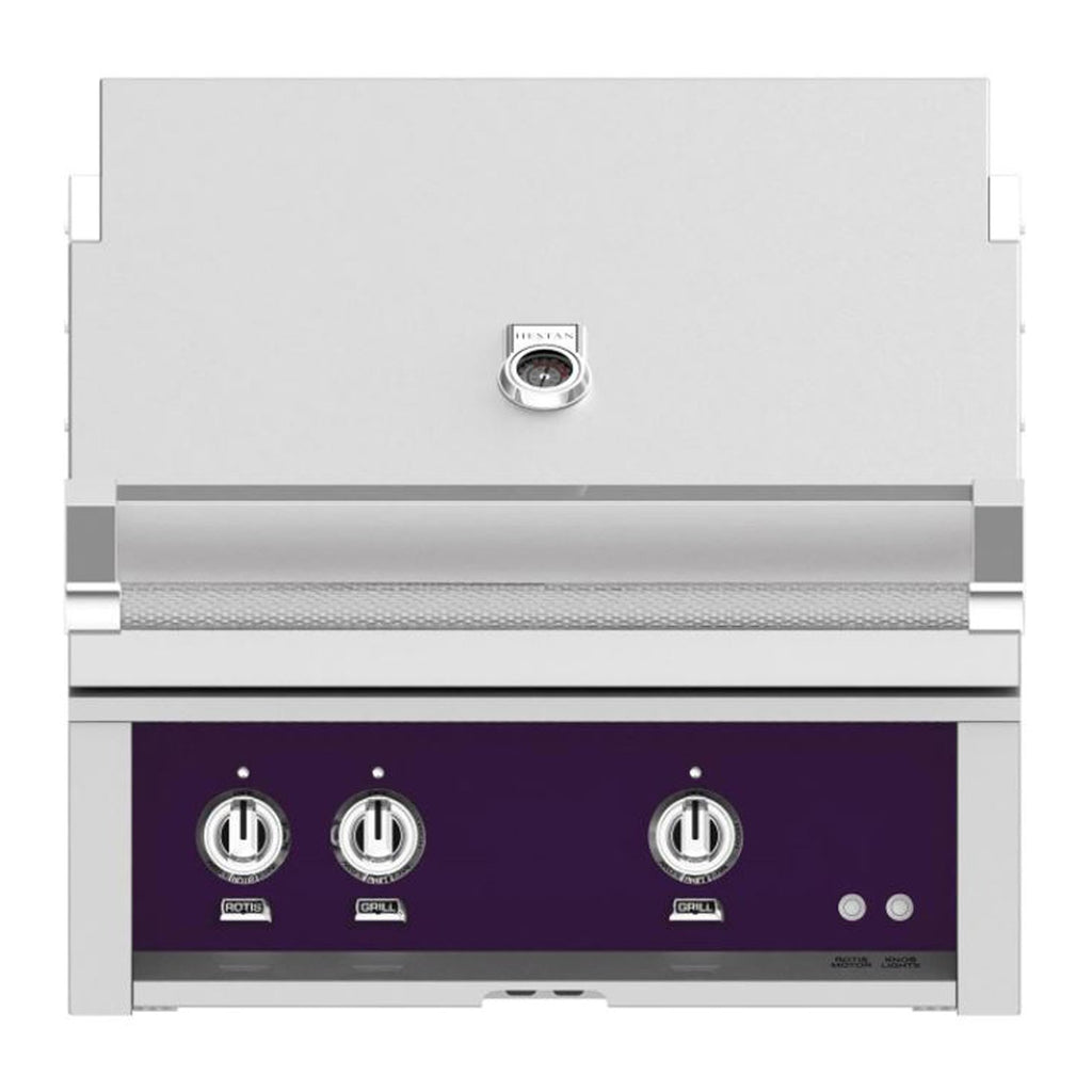 Hestan 30-Inch Propane Gas Built-In Grill, 1 Sear - 1 Trellis w/Rotisserie in Purple - GMBR30-LP-PP