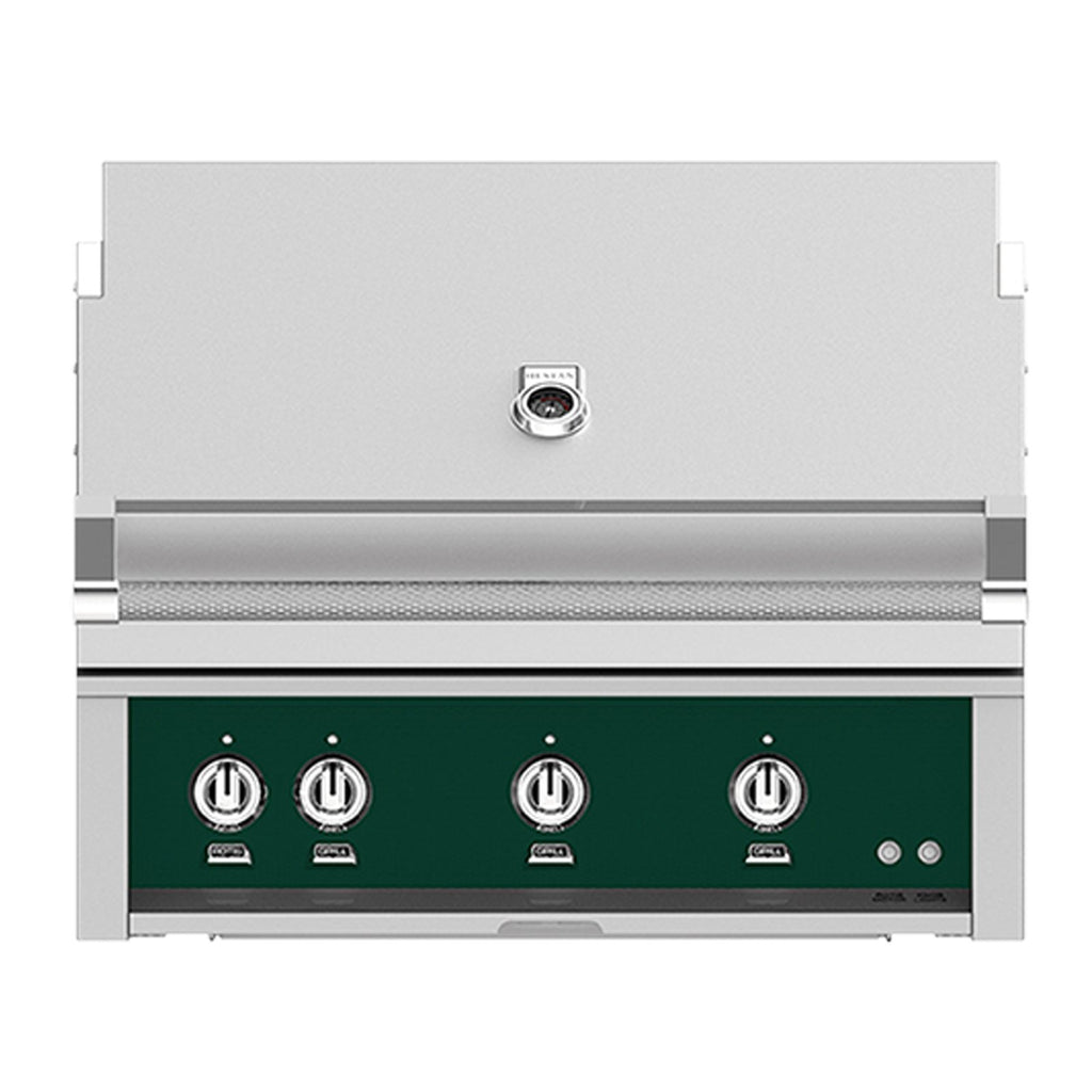 Hestan 36-Inch Natural Gas Built-In Grill, 1 Sear - 2 Trellis w/Rotisserie in Green - GMBR36-NG-GR