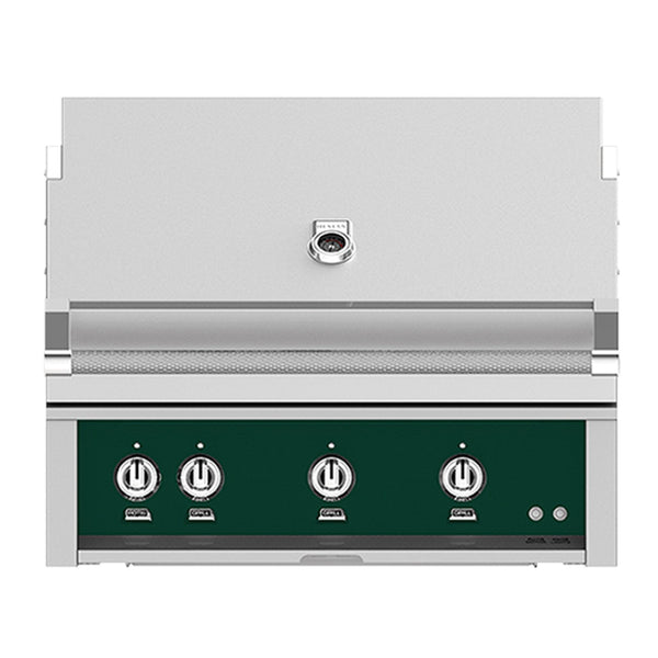 Hestan 36-Inch Natural Gas Built-In Grill, 1 Sear - 2 Trellis w/Rotisserie in Green - GMBR36-NG-GR