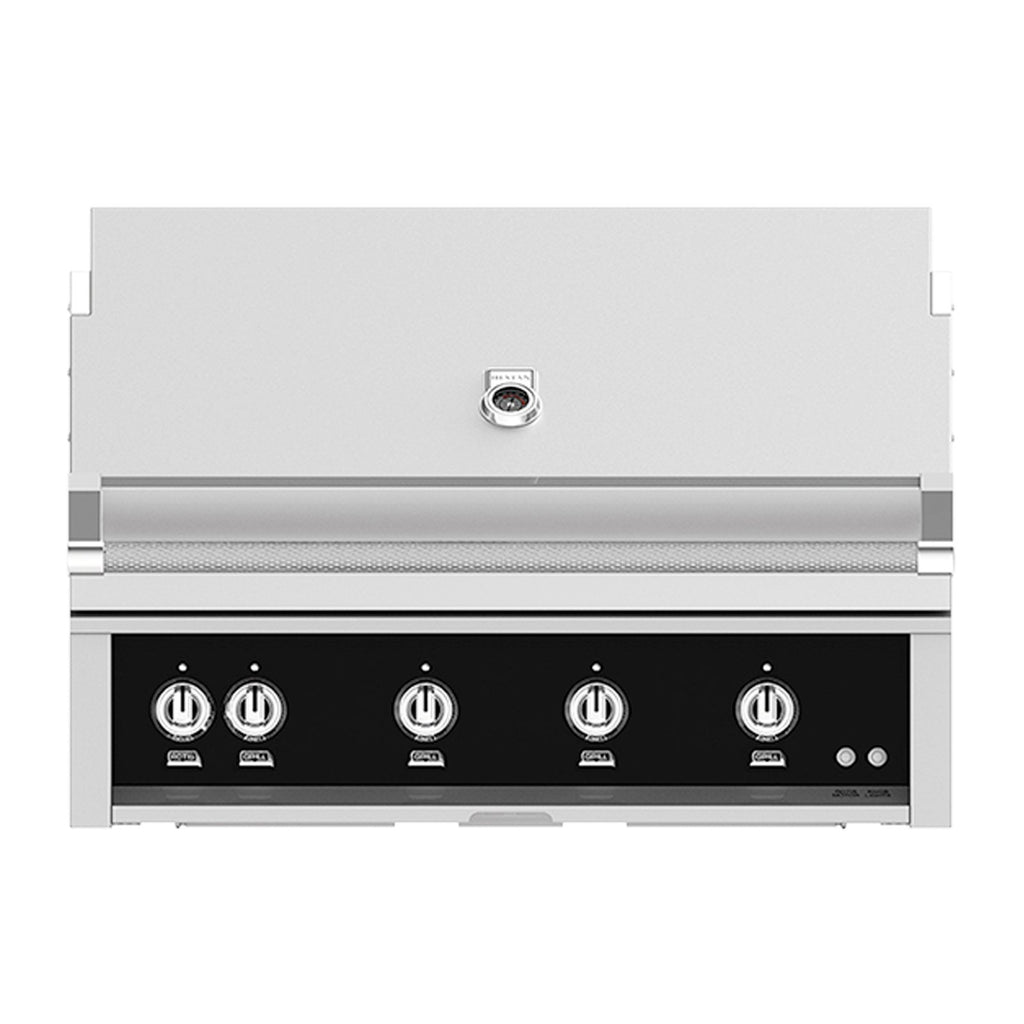 Hestan 42-Inch Natural Gas Built-In Grill, 1 Sear - 3 Trellis w/Rotisserie in Black - GMBR42-NG-BK