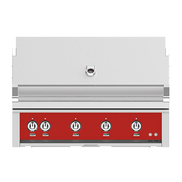 Hestan 42-Inch Natural Gas Built-In Grill - 4 Trellis w/ Rotisserie in Red - GABR42-NG-RD