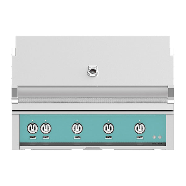 Hestan 42-Inch Propane Gas Built-In Grill - 4 Trellis w/ Rotisserie in Turquoise - GABR42-LP-TQ