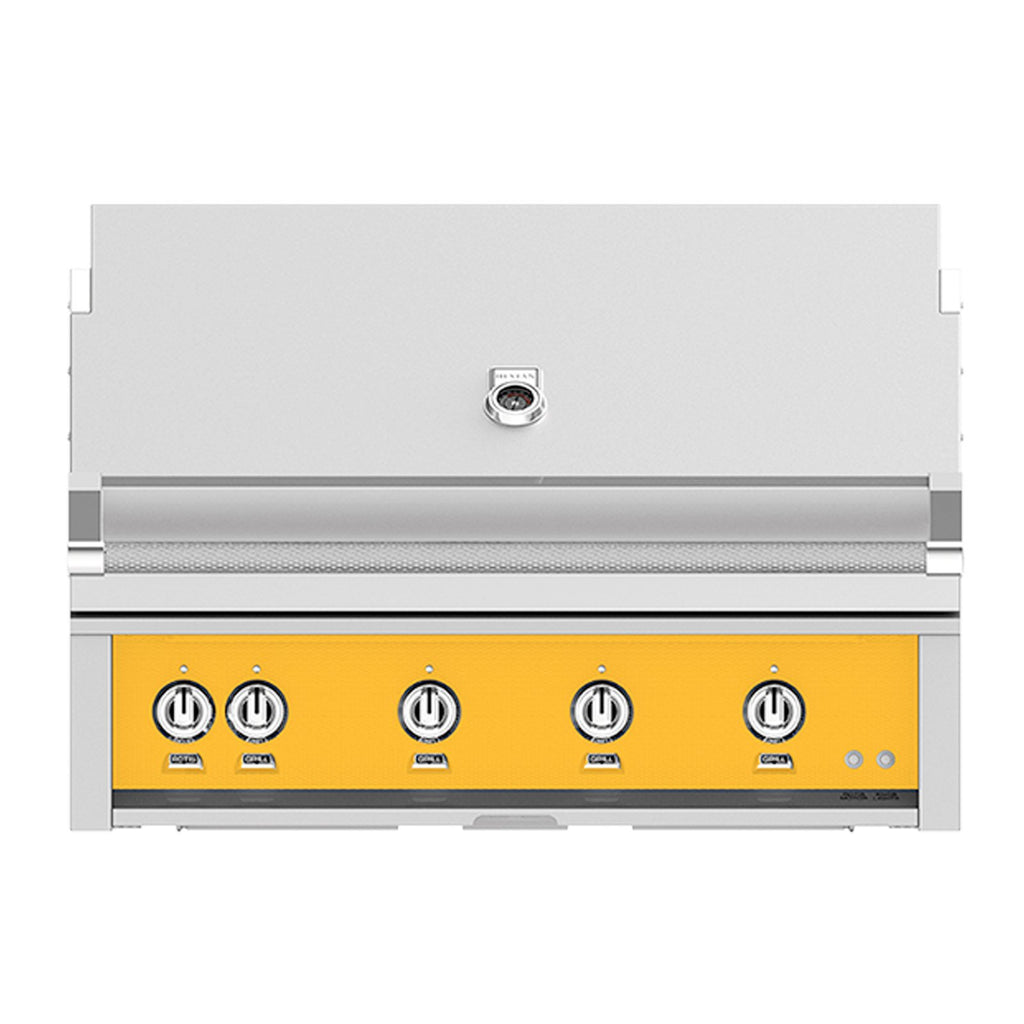 Hestan 42-Inch Propane Gas Built-In Grill, 1 Sear - 3 Trellis w/Rotisserie in Yellow - GMBR42-LP-YW