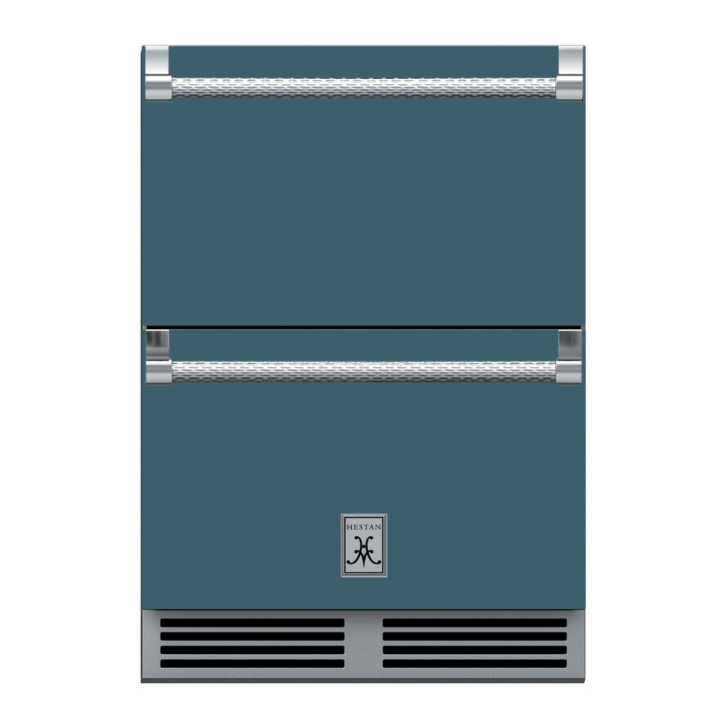 Hestan 24-Inch Outdoor Refrigerator Drawer (Upper) and Freezer Drawer (Lower) w/ Lock in Gray - GRFR24-GG