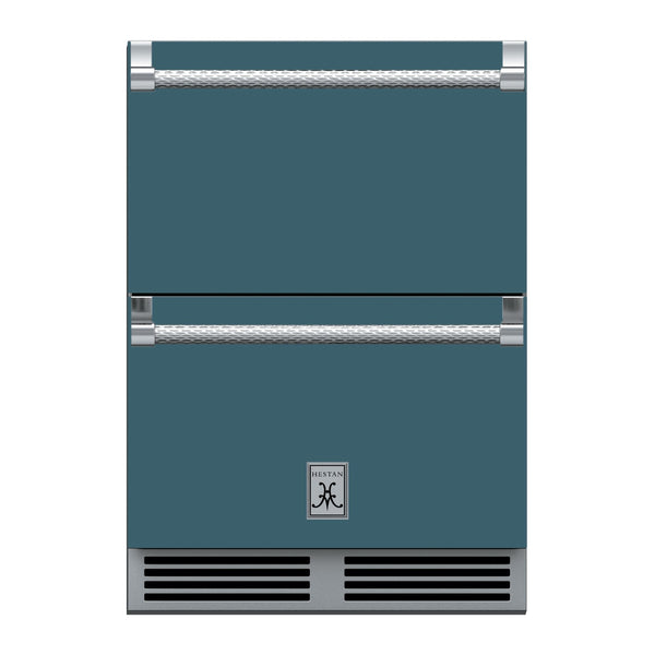 Hestan 24-Inch Outdoor Refrigerator Drawer (Upper) and Freezer Drawer (Lower) w/ Lock in Gray - GRFR24-GG