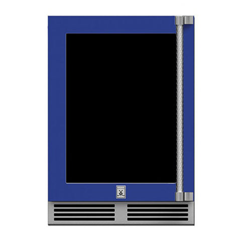 Hestan 24-Inch Outdoor Refrigerator w/ Glass Door and Lock (Left Hinge) in Blue - GRGL24-BU