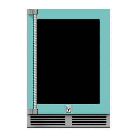 Hestan 24-Inch Outdoor Refrigerator w/ Glass Door and Lock (Right Hinge) in Turquoise - GRGR24-TQ