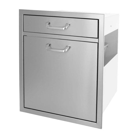 Grillscapes 20-Inch Stainless Steel Single Drawer & Roll-Out Trash/Recycling Bin Combo (Bin Included) - GS-260-TR-DR1