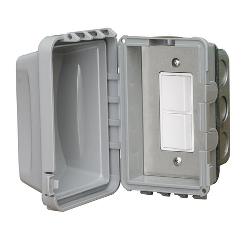 Infratech Duplex Single Switch w/ Flush Mount and Weather Proof Gang Box (20 Amp Per Pole) - 14 4310