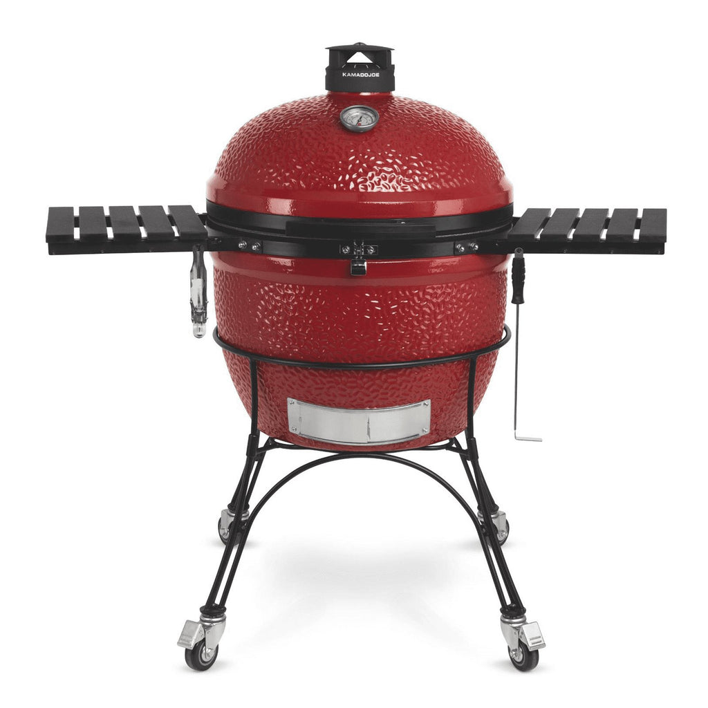 Kamado Joe Freestanding 24-Inch Big Joe II Red w/ Cart, Side Shelves, Heat Deflector, Tools & Air Lift Hinge - BJ24RHC