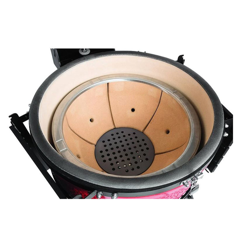 Kamado Joe Freestanding 24-Inch Big Joe II Red w/ Cart, Side Shelves, Heat Deflector, Tools & Air Lift Hinge - BJ24RHC