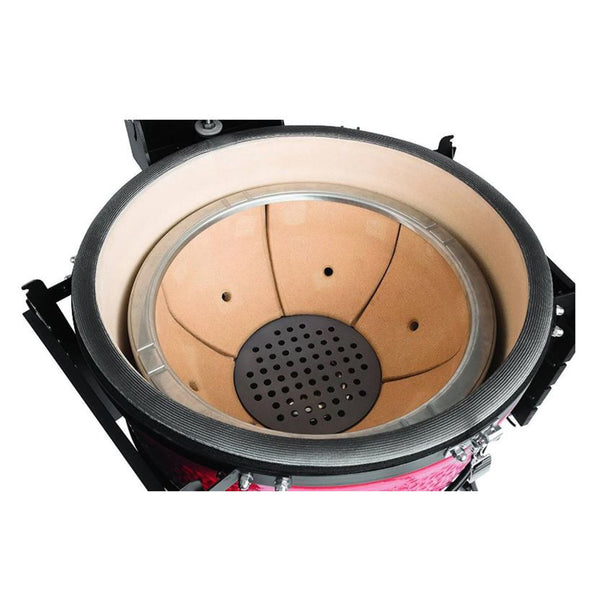 Kamado Joe Freestanding 24-Inch Big Joe II Red w/ Cart, Side Shelves, Heat Deflector, Tools & Air Lift Hinge - BJ24RHC