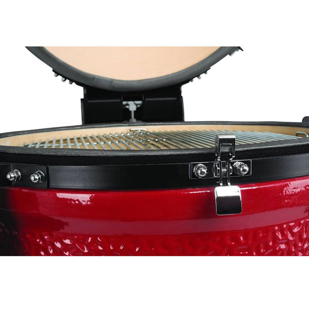 Kamado Joe Freestanding 24-Inch Big Joe II Red w/ Cart, Side Shelves, Heat Deflector, Tools & Air Lift Hinge - BJ24RHC