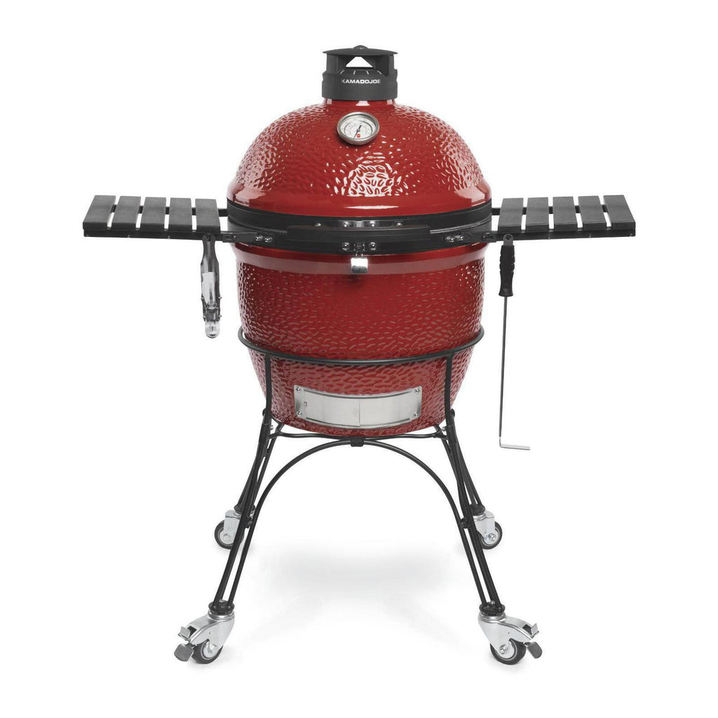 Kamado Joe Freestanding 18-Inch Classic Joe II Red w/ Cart, Side Shelves, Heat Deflector, Tools & Air Lift Hinge - KJ23RHC