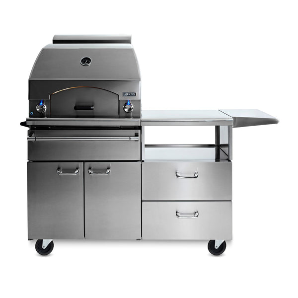 Lynx Professional 30-Inch Propane Gas Napoli Pizza Oven on Mobile Kitchen Cart - LPZA-LP + LMKC54