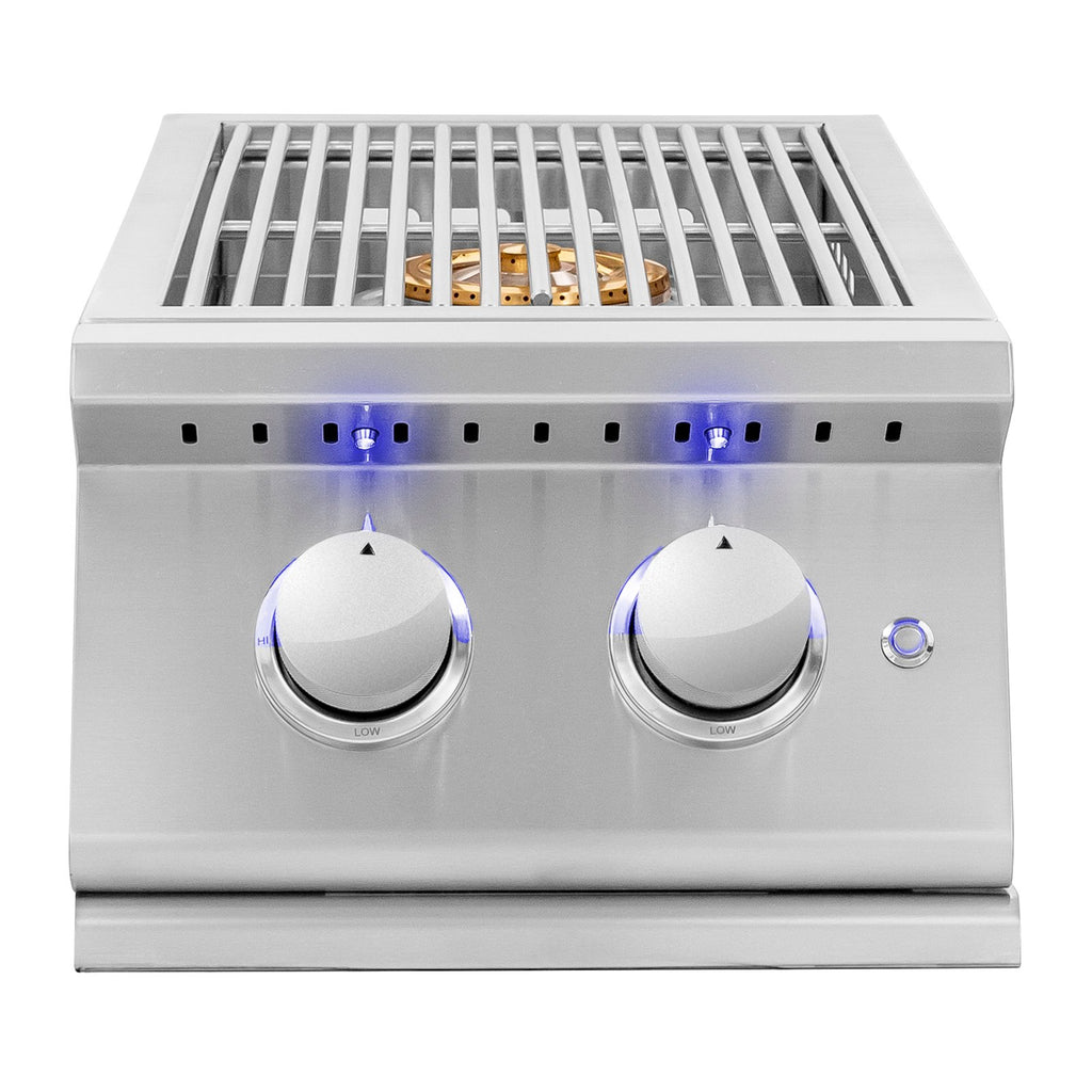 Summerset Sizzler Pro Series Natural Gas Built-In Double Side Burner w/ LED Illumination and Removable Lid - SIZPROSB2-NG
