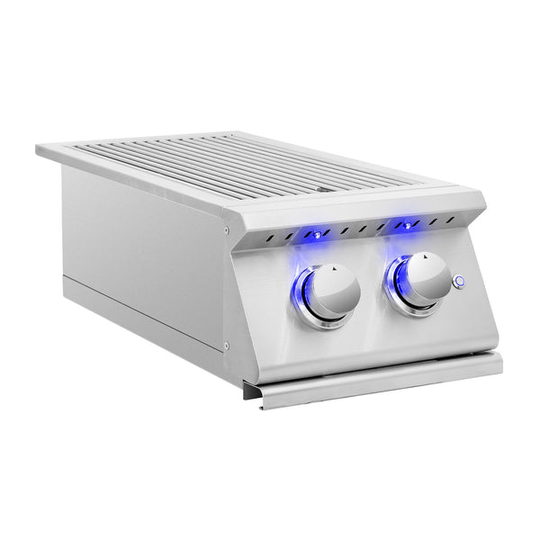 Summerset Sizzler Pro Series Natural Gas Built-In Double Side Burner w/ LED Illumination and Removable Lid - SIZPROSB2-NG