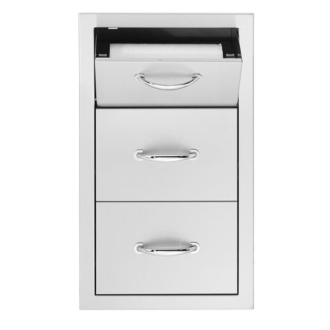 Summerset 17-Inch North American Stainless Steel 2-Drawer w/ Paper Towel Holder Combo and Masonry Frame Return - SSTDC-17M