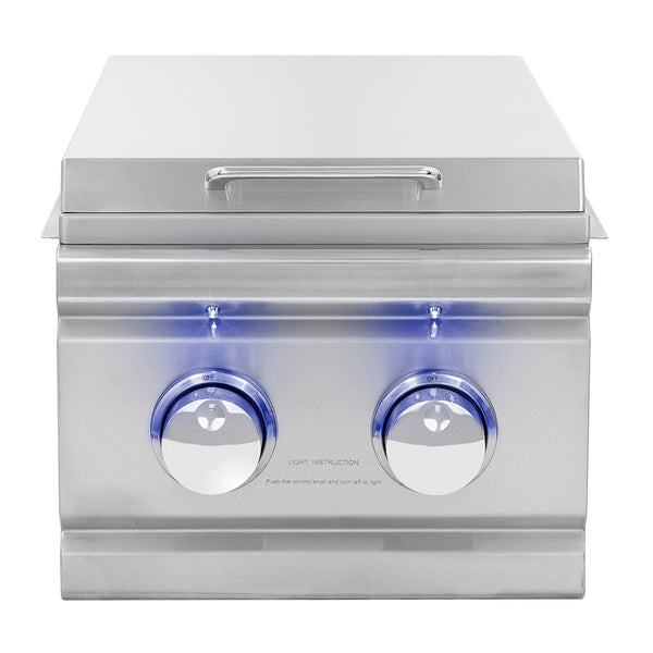 Summerset TRL Natural Gas Built-In Double Side Burner w/ LED Illumination and Removable Lid - TRLSB2-NG