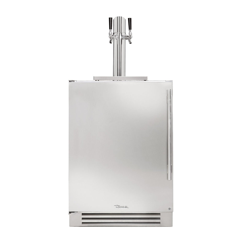 True 24-Inch Dual Tap Kegerator with Stainless Steel Door and Lock (Left Hinge) - TUR-24DD-L-SS-C