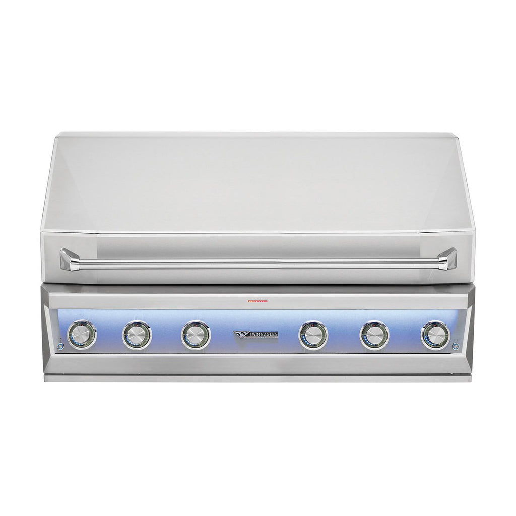 Twin Eagles 54-Inch Natural Gas Built-In Eagle One Super Premium Grill w/ Black Glass Infrared Rotisserie Burner and Sear Zone - TE1BQ54RS-N