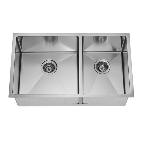 E2 Stainless 16 Gauge 32x19x10 Stainless Steel Rectangular Double Uneven Sink w/ Very Small Corner Radius - VSR-703