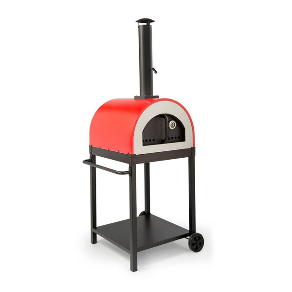 WPPO Traditional 25-Inch Wood Fired Pizza Oven in Red w/ Black Stand - WKE-04RED