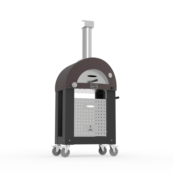 Alfa Moderno 1 Pizza Oven Gas-Fired In Copper With Black Cart -FXMD-1P-GRAM-U + BFMD-S-NER