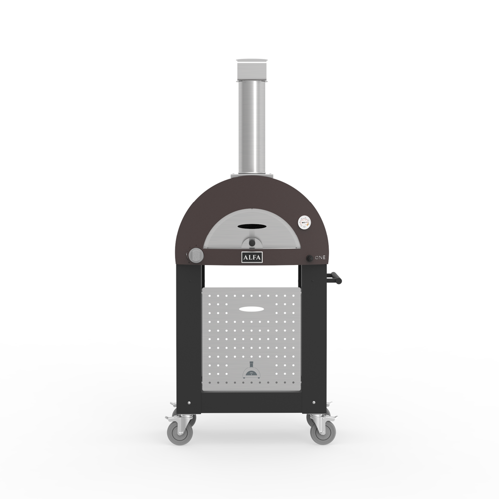Alfa Moderno 1 Pizza Oven Gas-Fired In Copper With Black Cart -FXMD-1P-GRAM-U + BFMD-S-NER