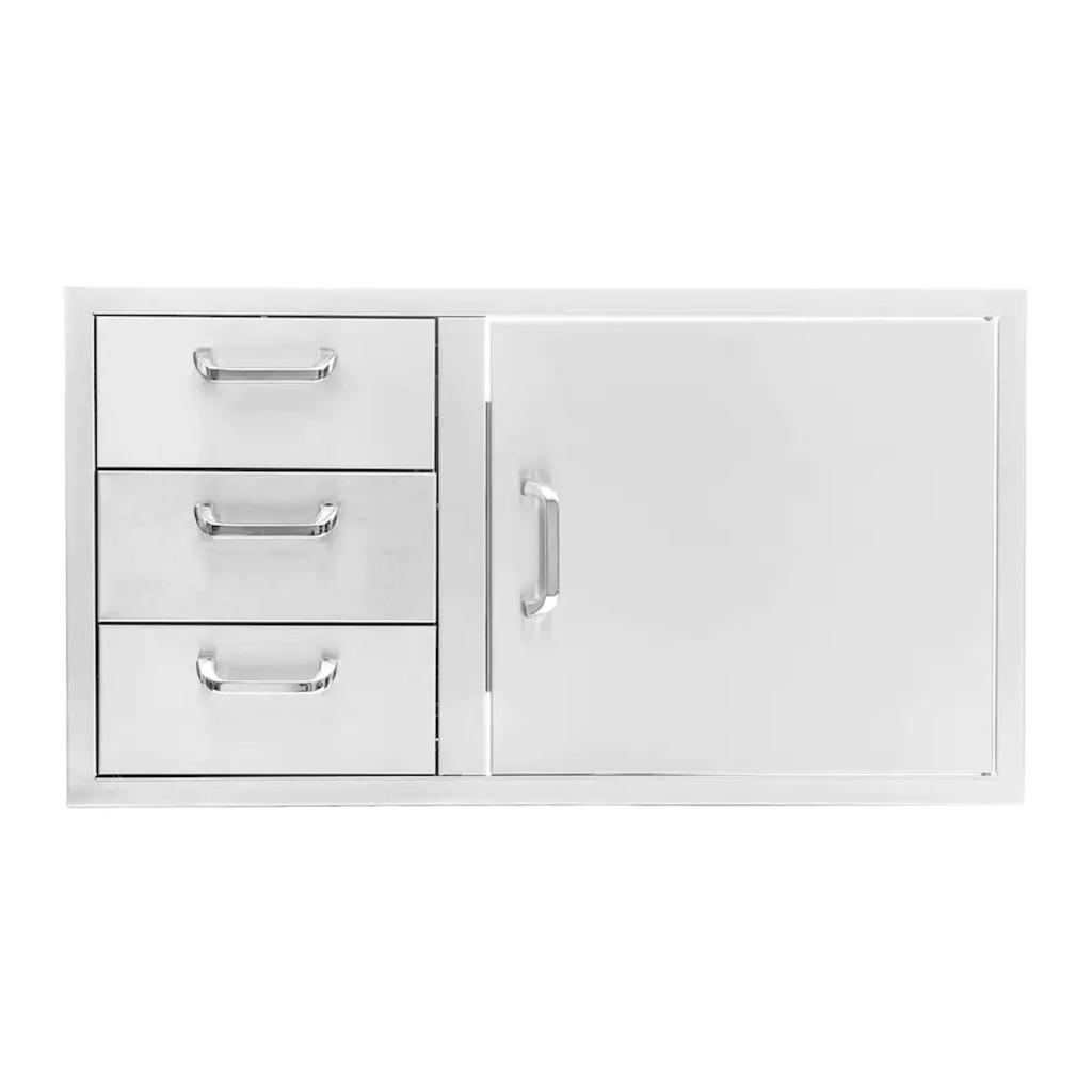Grillscapes 39-Inch Stainless Steel Triple Drawer & Roll-Out Trash/Propane Bin On Right Combo (Bin Included) - GS-260-DDC-39/TR-R