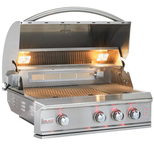 Blaze Professional LUX 34-Inch Propane Gas Built-In 3 Burner Grill with Infrared Rear Burner, Rotisserie and Lights - BLZ-3PRO-LP