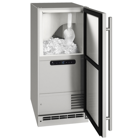 U-Line 15-Inch Stainless Steel Outdoor Clear Ice Machine w/ Reversible Hinge and Pump Included - UOCP115-SS01B