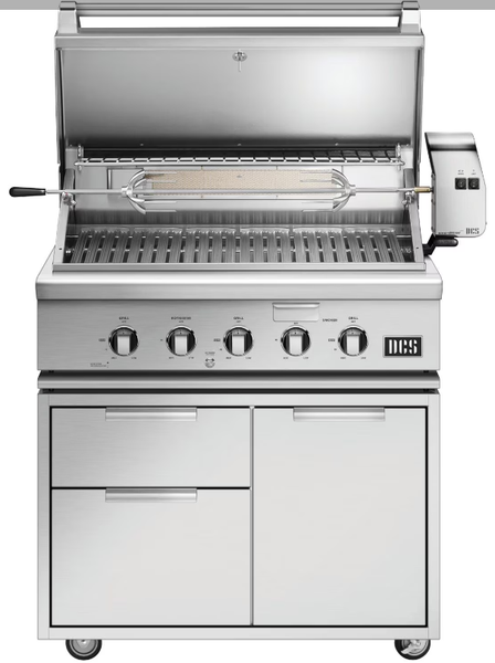 DCS Series 7 Heritage 36-Inch Natural Gas Built-In Grill w/ Rotisserie on DCS Cad Cart - BH1-36R-N  +  CAD1-36E