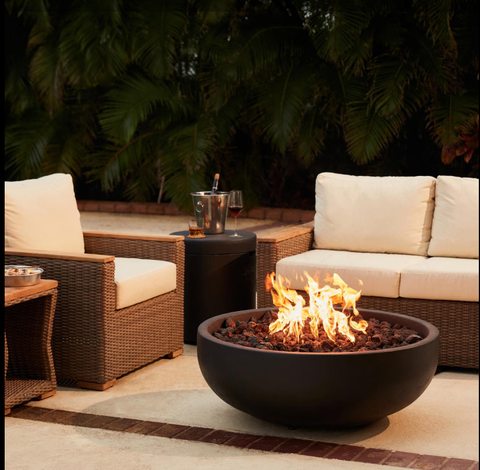 Blaze 38-Inch Round Concrete Propane Fire Bowl in Phantom -BLZ-38-FBOWL-LP