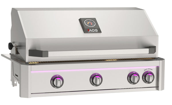 AOG L-Series 36-Inch 3-Burner Built-In Natural Gas Grill with Lights and Rotisserie - AOG36LN