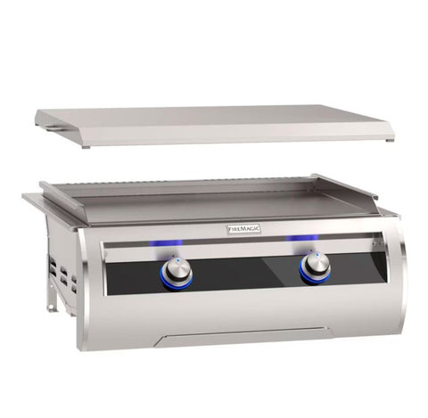 Fire Magic Echelon Diamond E660i Black Glass Built-In Natural Gas Gourmet Griddle w/ Stainless Steel Cover - E660I-1T4P