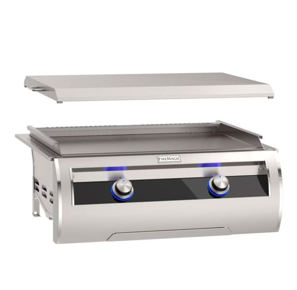 Fire Magic Echelon Diamond E660i Black Glass Built-In Natural Gas Gourmet Griddle w/ Stainless Steel Cover - E660I-1T4N