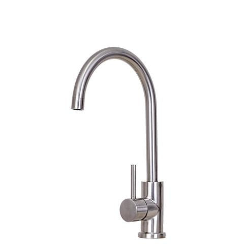 E2 Stainless Solid Stainless Steel Hot & Cold Water Gooseneck Faucet w/ Single Lever Water Control, Retractable Spray Head and Selectable Spray Patterns -KS2936- (Hammond)