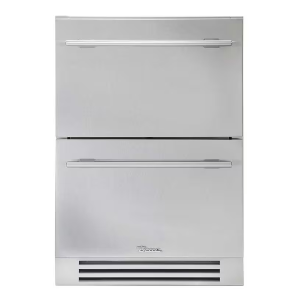 True 24 Inch 5.4 Cu. Ft. Outdoor Refigerator Drawers - Stainless Steel - TUR-24D-SS-C