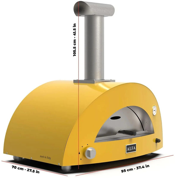 Alfa Moderno 2 Pizze Propane Pizza Oven with Base - Fire Yellow - FXMD-2P-GGIA-U