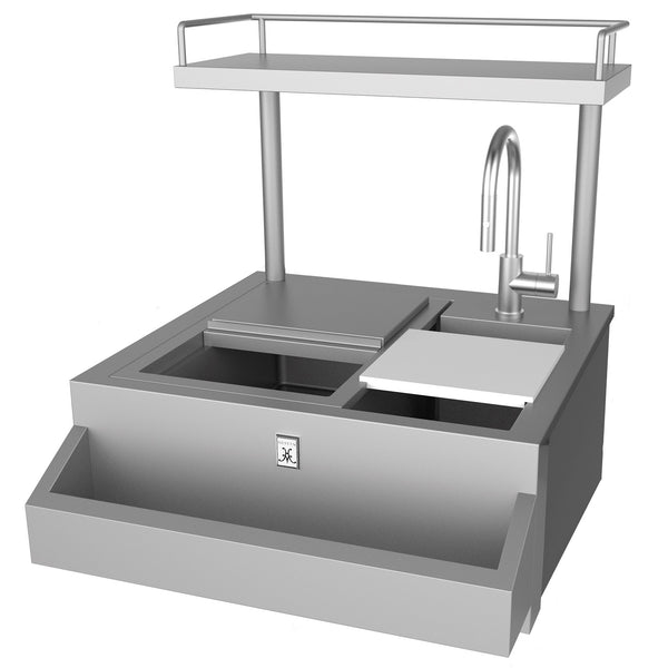 Hestan 30-Inch Stainless Steel Built-In Bar Center with Ice Chest & Sink - GRC30