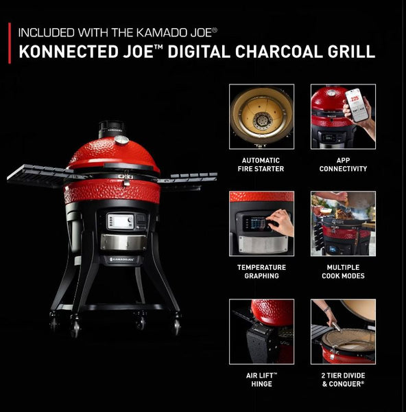 Kamado Joe Konnected Joe Digital Charcoal Grill and Smoker with Auto-Ignition and Temperature Control - KJ15041123