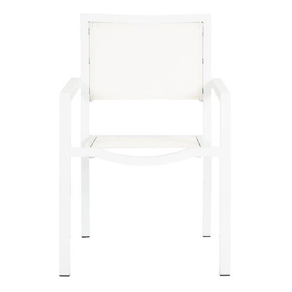 Sunset West Naples Stackable Dining Chair With Frost Frame and Phifertex Fabric Sling In Frost - 1101-1