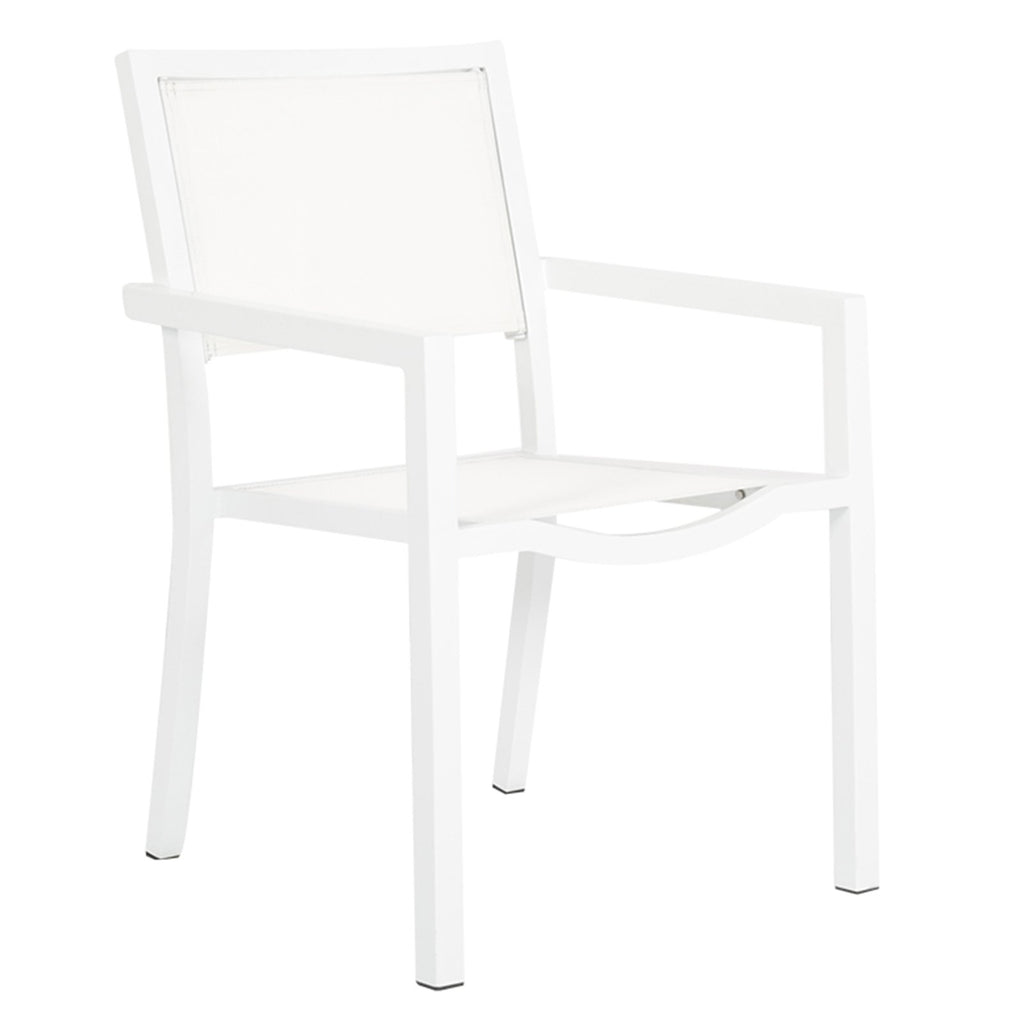 Sunset West Naples Stackable Dining Chair With Frost Frame and Phifertex Fabric Sling In Frost - 1101-1