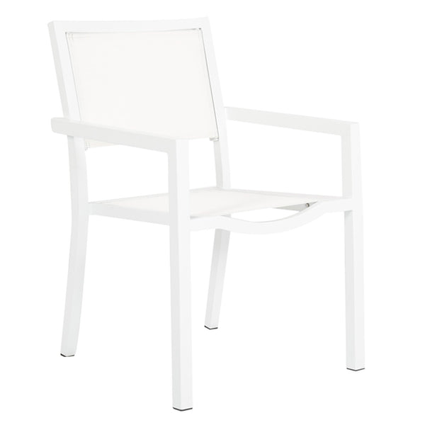 Sunset West Naples Stackable Dining Chair With Frost Frame and Phifertex Fabric Sling In Frost - 1101-1